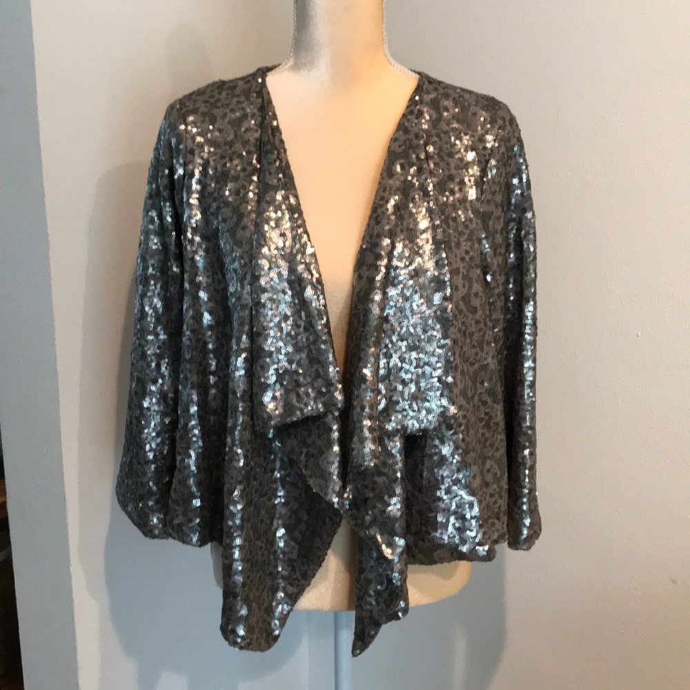 Silver beaded swing jacket